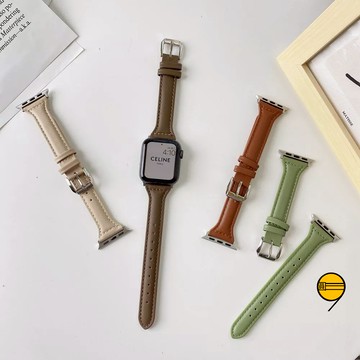 細款小蠻腰 真皮錶帶 適用於 Apple Watch 11 10 9 8 7 SE 蘋果替換錶帶  46mm 42mm