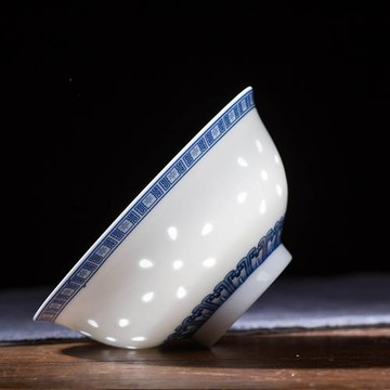 工藝系列米飯碗湯碗景德鎮陶瓷餐具家用單個中式玲瓏瓷青花玲瓏碗