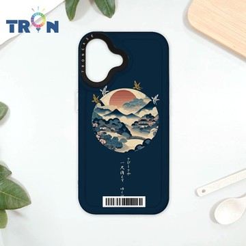 TRON iPhone 16 圓形復古山水畫系列 防摔太空載具殼 透白 軟硬 手機殼