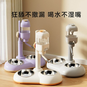 自動餵食器 智能餵食器 定時餵食器 狗狗餵食器 貓咪餵食器狗狗飲水器立式自動喝水器可調節喂食雙碗寵物不銹鋼防打翻雙狗碗