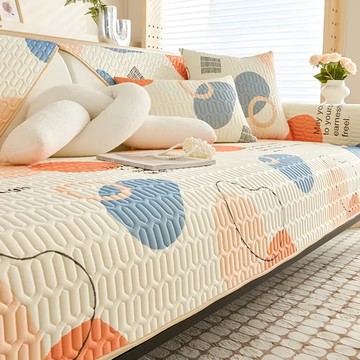 Mega 花縵清新夏季冰絲防滑防髒沙發套椅墊 2人座  70 x 150cm  粉幾何