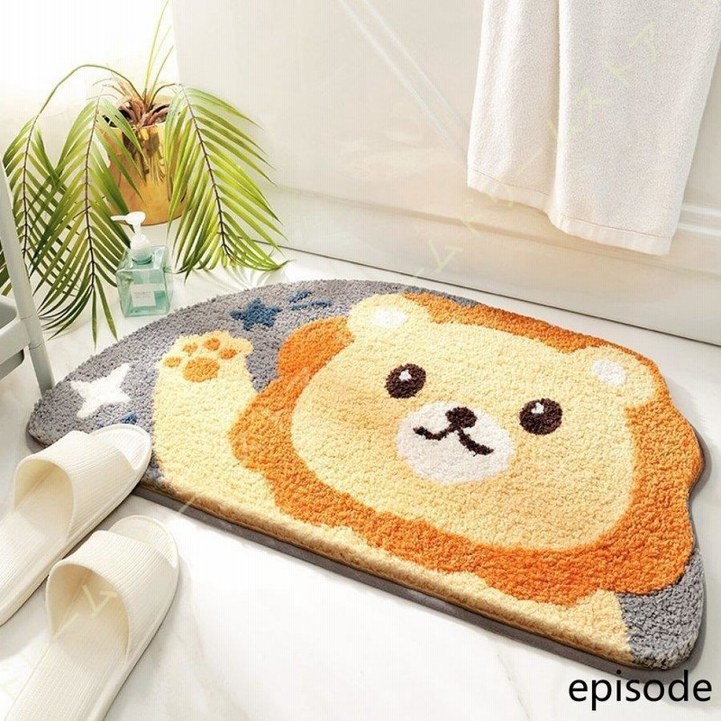玄関マット かわいい バスマット 半円型 お風呂マット 速乾 シャギー ...