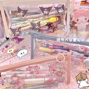 免運✨卡通透明筆袋 PVC筆袋 大容量鉛筆袋 化妝包 學生文具收納袋 拉鍊袋 文具用品