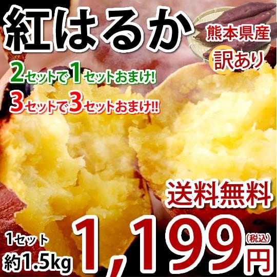 さつまいも 紅はるか 訳あり 1.5kg 送料無料 2セット購入で1セットおまけ 3セット購入で3セットおまけ お取り寄せ べにはるか 熊本県産 焼き芋 芋 いも