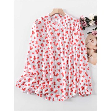 夏季人造棉綢長袖開衫女士襯衣寬松立領襯衫綿綢外搭防曬服上衣薄