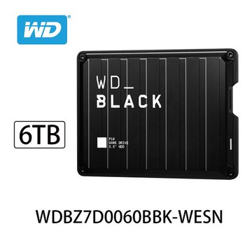 WD威騰 BLACK P10 Game Drive 6TB 2.5吋 電競外接硬碟 WDBZ7D0060BBK-WESN