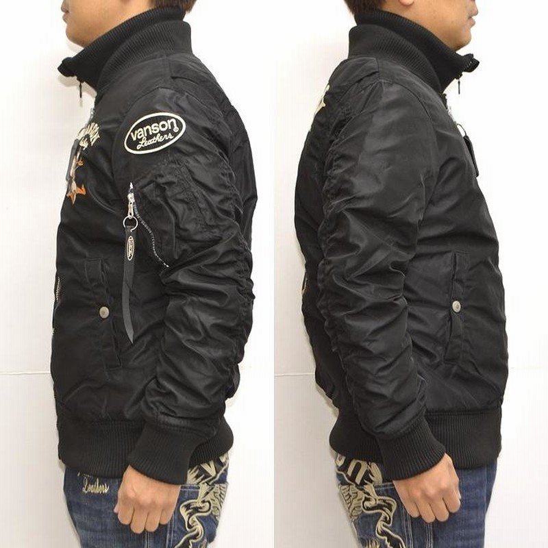 vanson trooper MA-1 フライトジャケット ブラック 美品】vanson trooper ジャケット L ブラック