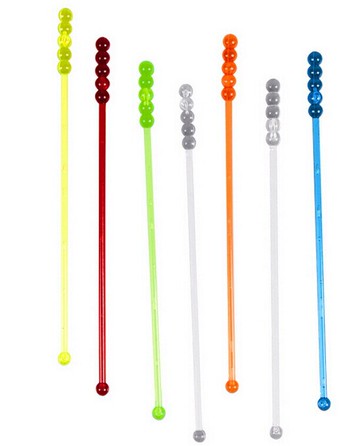 塑料珠形調酒棒 雞尾酒攪拌棒 彩色、透明攪拌棒 果汁攪拌勺子