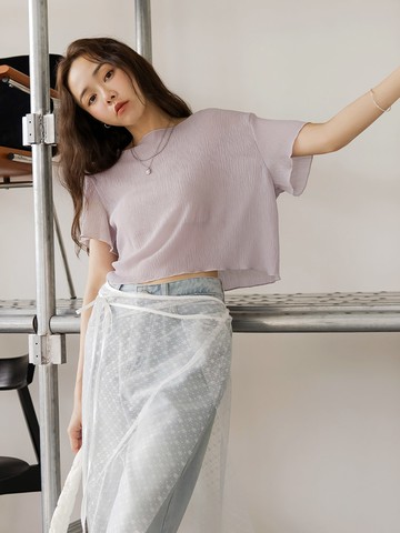 微透膚立體紋理船型領寬鬆上衣