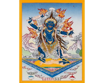 真正的獨面女神唐卡 - 手工製作的強大保護象徵