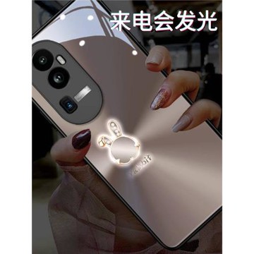 發光極光香檳兔適用三星s24來電發光手機殼s25ultra保護套ultra情侶款玻璃A52外殼女全包galaxys20高級閃光