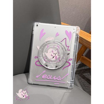 適用于ipad保護套兇狠小狗2022新款pro11寸旋轉迷你6亞克力蘋果air5平板mini5/4后殼帶支架2018/17防摔第9代