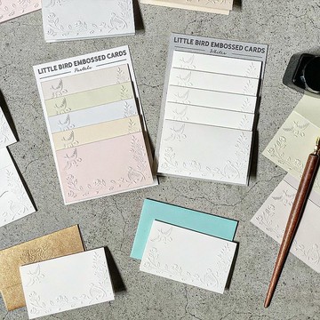 小鳥壓花卡 -5張套裝-