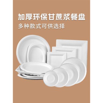 一次性紙盤甘蔗漿可降解紙碟燒烤生日蛋糕盤加厚餐盤美術繪畫盤子