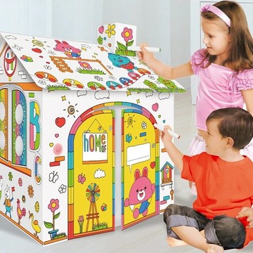 Baby童衣 DIY立體彩繪紙屋 兒童塗鴉立體屋 親子立體彩繪塗鴉房屋 11881