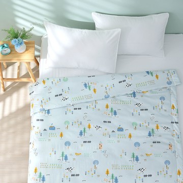 鴻宇 HongYew - 100%美國棉 涼被 四季被-小農場-藍 (5x6.5尺)