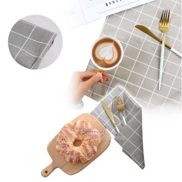 kiret 北歐簡約小清新zakka 質感灰格紋桌布/餐墊/桌巾 66x46cm