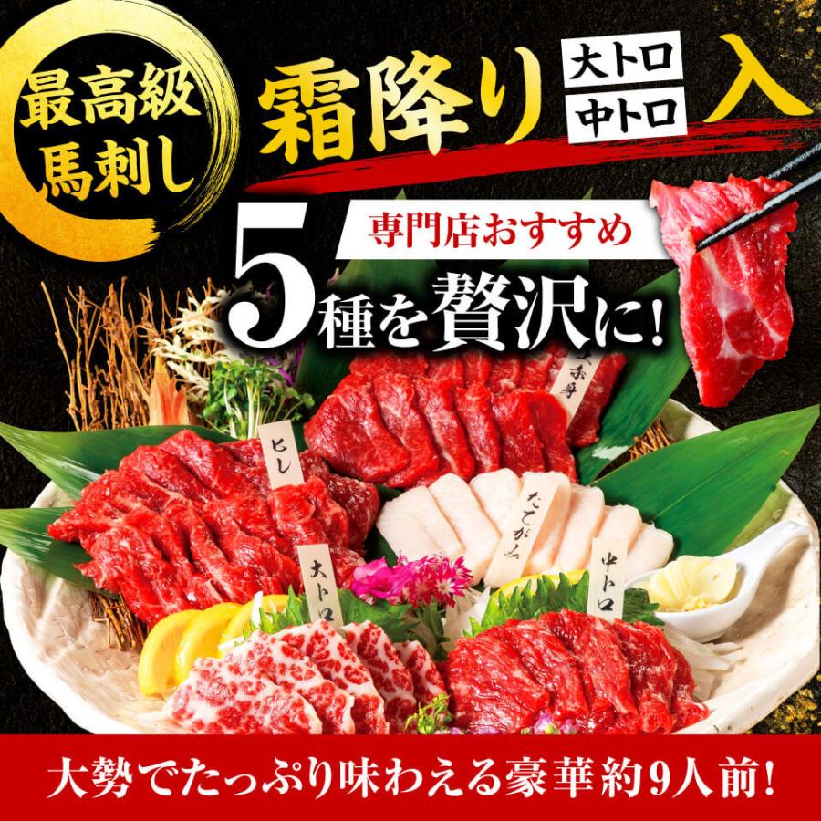 馬刺し 肉 熊本 国産 大満足セット 450g 約9人前 赤身 霜降り たてがみ 馬肉 ギフト 食べ物 2023