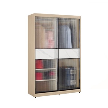 文創集 維爾泰4.1尺鋁框岩板玻璃衣櫃(吊衣桿x3＋內多分層格)-122x60x196cm免組