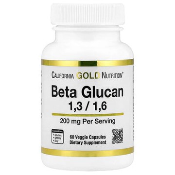 California Gold Nutrition, β-葡聚糖 1-3，1-6，200 毫克，60 粒素食膠囊