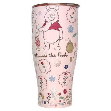 OTTO 崴昇 Disney 迪士尼 304不鏽鋼真空酷樂杯 保溫保冷皆適用 900ml 雙飲杯蓋  維尼粉色  1個