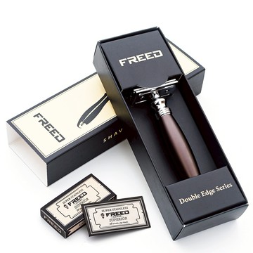 [快速出貨]【FREED】封閉式復古雙刃安全刮鬍刀- 馬鞍棕 (附刀片10片) 客製化刻字 生日禮物 送禮推薦 男生禮物 現貨 摩羯座 水瓶座 禮物獨家 新品上市 情人節禮物