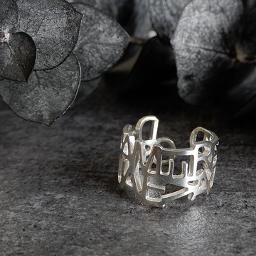 【可調式】VF 粉紅小指戒 / 銀色 R036