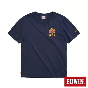 EDWIN 男裝 x 白沙屯 白沙屯繡花虎爺短袖T恤-丈青色