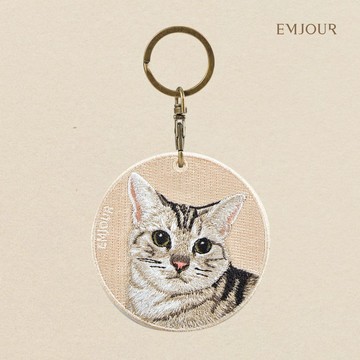 【EMJOUR】雙面刺繡吊飾 - 美國短毛貓