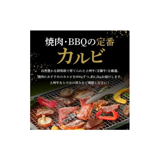 ふるさと納税 群馬県 千代田町 牛肉 カルビ  1.2kg（600g×2パック）   群馬県 千代田町 国産 牛肉 ブランド牛 精肉 肉 お肉 焼肉 バーベキュー BBQ…