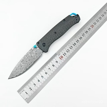 熱銷大馬士革鋼13K碳縴柄蝴蝶benchmade535折刀野營戶外折疊刀 C1OC