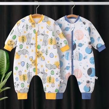 寶寶連體睡衣冬季嬰兒長袖包屁衣安陽嬰童裝兒童家居夾棉連體衣鑫弘-萌寶童裝可開發票