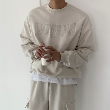 正韓LAS VEGAS高品質水洗棉刺繡字母長袖衛衣 4色 YUPPIE 預購商品 0219