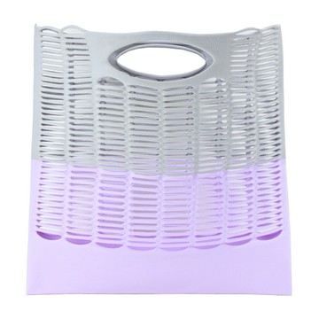 [平輸版]ISSEY MIYAKE 三宅一生 GG系列 MOKKO 撞色手提袋-淺灰x薰衣草紫