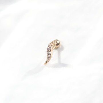 【 CHARIS 韓國珠寶】純14K金 流線鑽 鎖珠耳環 轉珠耳環 (單個) 耳骨 耳窩洗澡免摘 流汗碰水不褪色