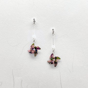 Chearrings | Origami 日本和紙 手工摺紙 風車耳環 | 款式W002