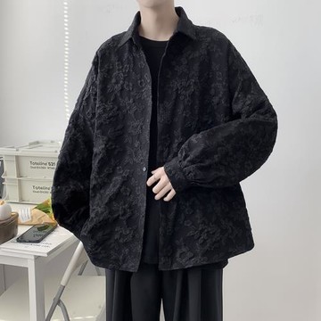 春秋高街襯衫男士長袖ins港風日系潮流寬松發型師設計感休閑襯衣