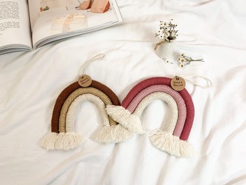 Macrame 編織壁掛 三色彩虹