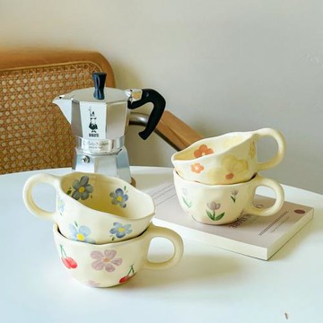 韓風新款陶瓷杯子網紅水杯辦公室咖啡杯女情女夏秋馬克杯粉花櫻桃