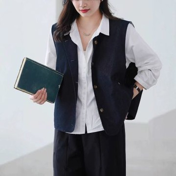 設計所在 棉麻隨性風 圓領休閒馬甲(3色可選)