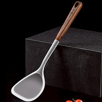 PUSH!廚房用品耐高溫食品級不粘鍋鏟 鏟子炒菜鏟透明矽膠鏟炒勺 D372