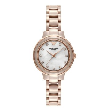 EMPORIO ARMANI 亞曼尼 Cleo系列 陶瓷環鑽女錶 玫瑰金 28mmAR70018