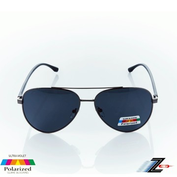 Z-POLS 飛行員風流行復古帥氣線條設計 Polarized寶麗來偏光黑抗UV400太陽眼鏡(頂級TR90彈性腳架)