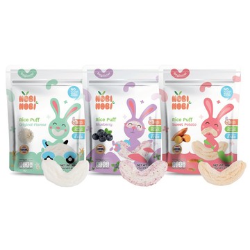 泰國【Nobi Nobi】娜比 彎彎米菓(米果)-原味/藍莓/番薯 (40g) 6M+