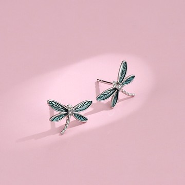 小蜻蜓耳釘女純銀時尚韓版森系小清新耳環夏季新款高級感耳飾品潮