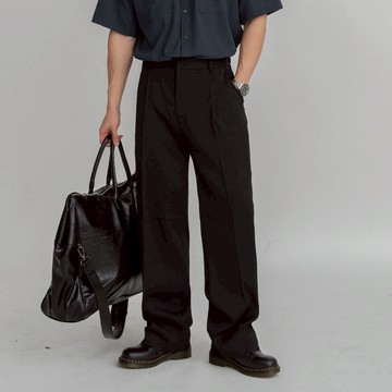 正韓亞麻單褶後鬆緊半寬休閒西裝長褲 4色 YUPPIE 預購商品 0616