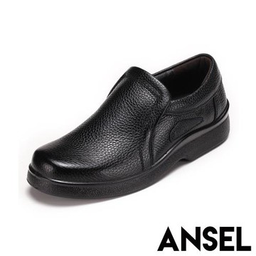 【ANSEL】真皮皮鞋粗跟皮鞋/全真皮輕量經典款男仕皮鞋-男鞋    黑