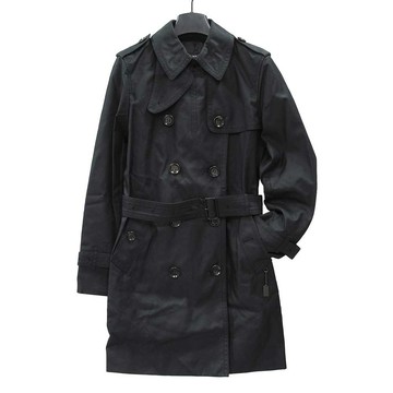 COACH 雙排扣黑色長版風衣