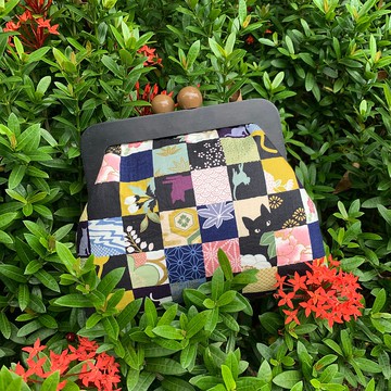 和調文樣 貓咪 木製口金包 斜背包 Girlskioku