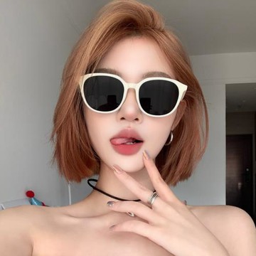 白色墨鏡顯臉臉白框女眼鏡高級近視太陽鏡感韓版小防紫外線方圓米